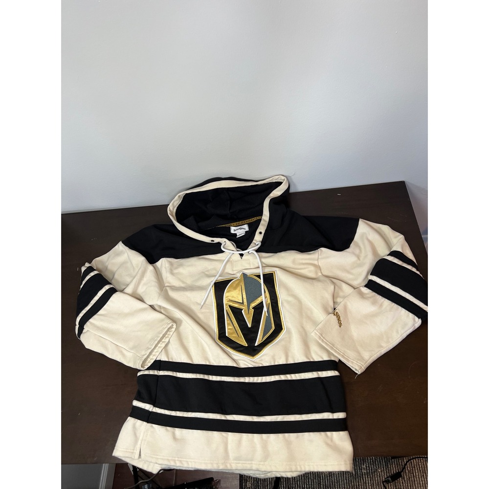 Vegas Golden Knights Station Casinos Hockey Hoodie Mens Large Cream Black Gold